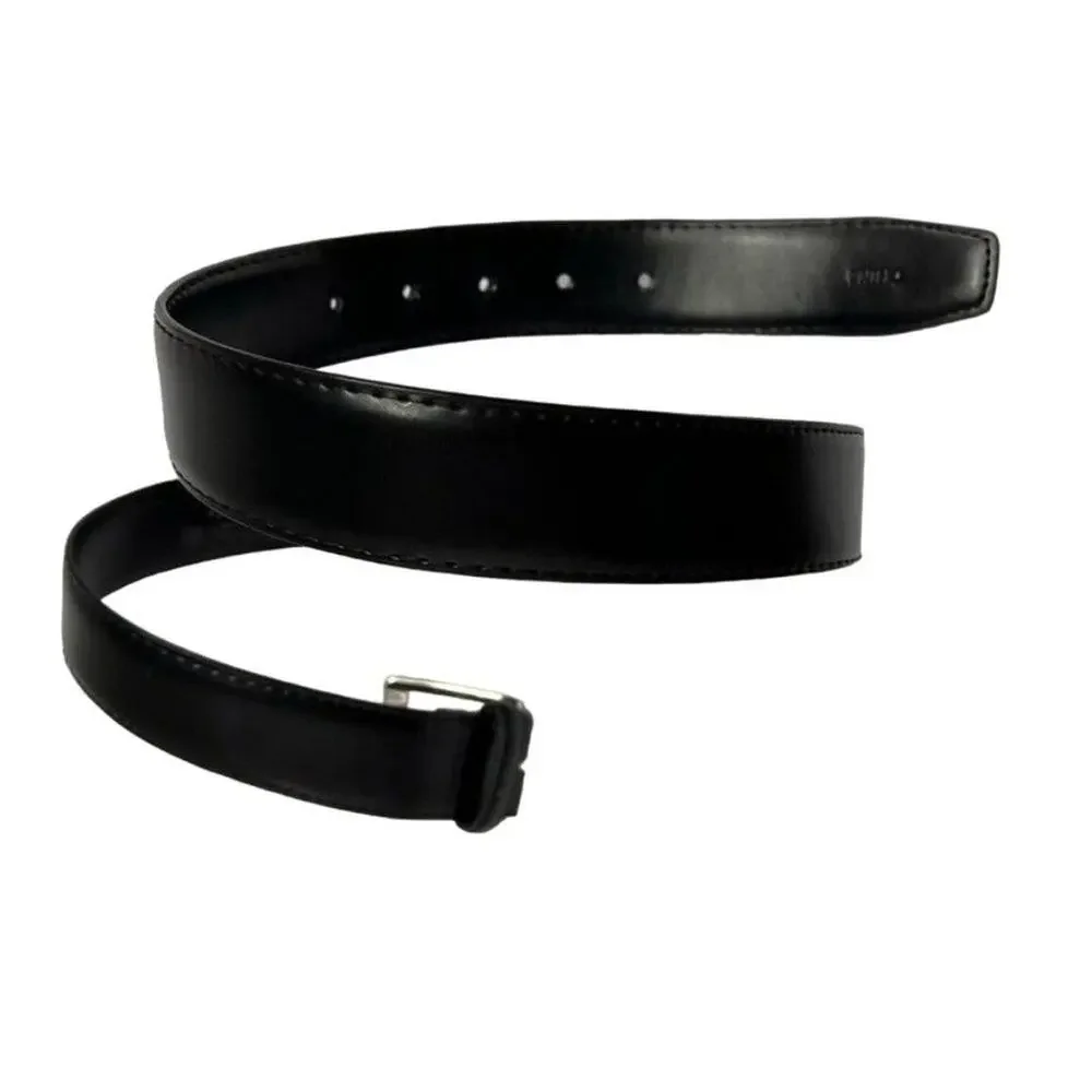 Belt Men's 34 Black Genuine Leather With Inside Zipper Pocket Unbranded